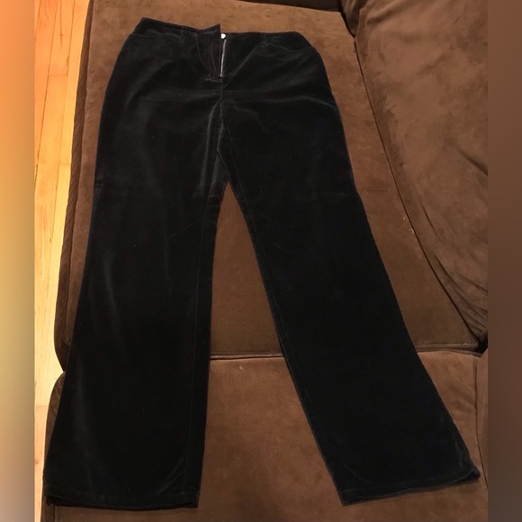 Loft Black Velvet Wide Leg Casual Pants Size 2P - Picture 3 of 7